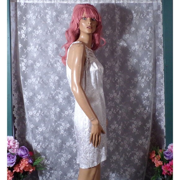 Vintage 90s Dress 1990s White Floral Vegas Wedding Engagement Size Small S/M - Picture 4 of 8